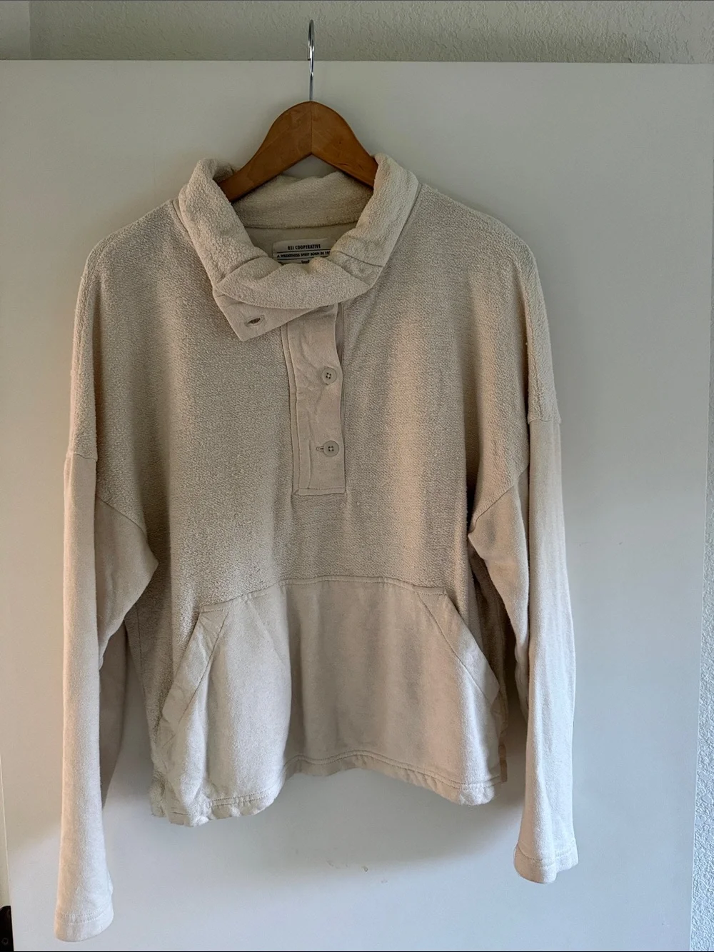 REI Cooperative Cream Shawl-Collar Turtleneck Sweater
